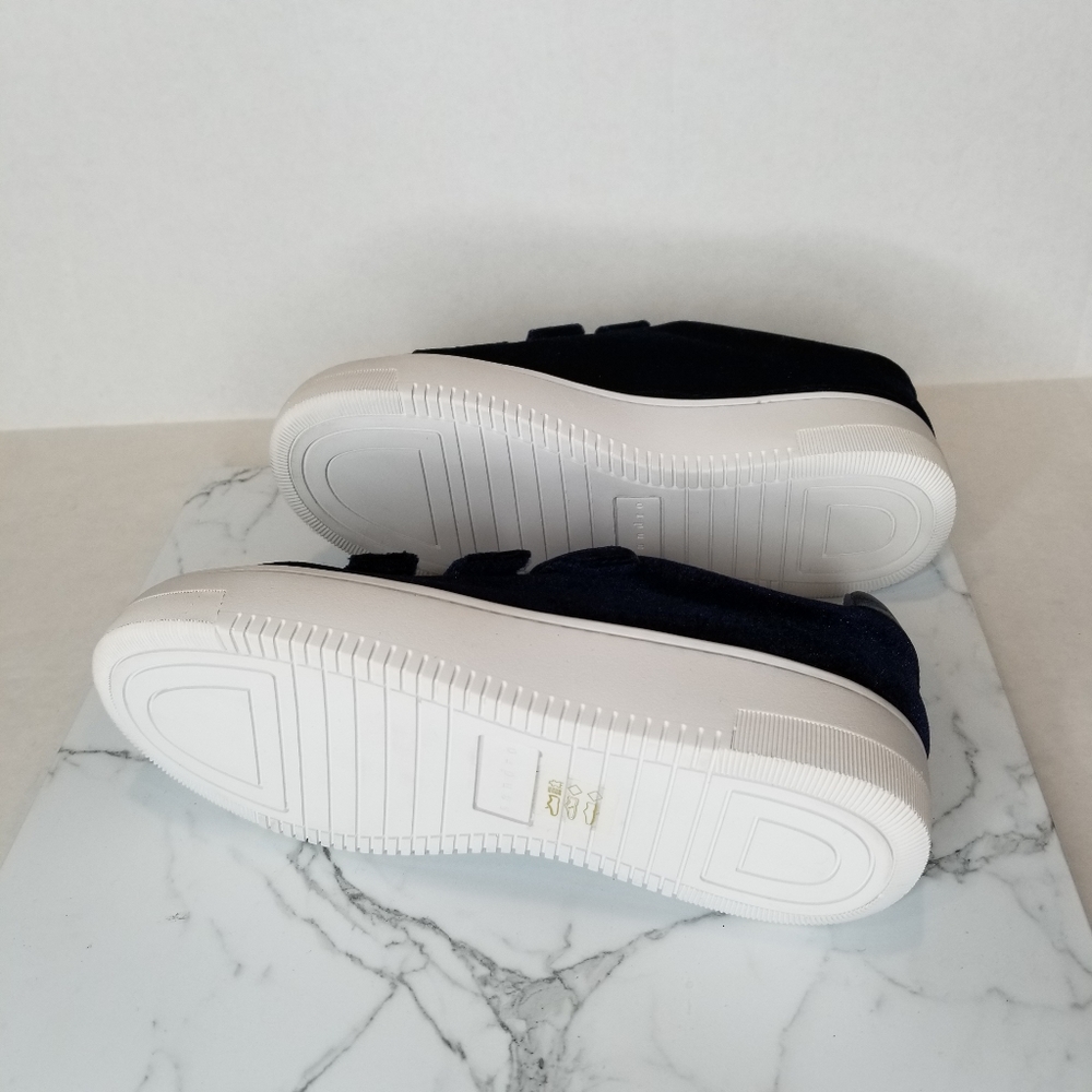 Sandro Navy Blue Velvet Platform Sneakers - Picture 6 of 8